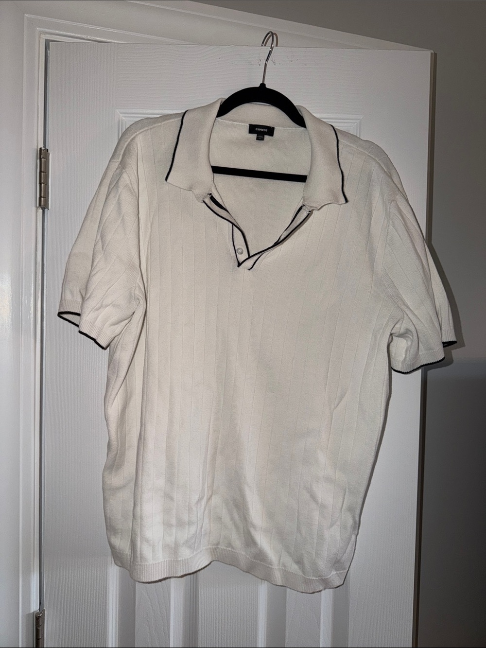 Express Cream Polo with Black Contrast Trim